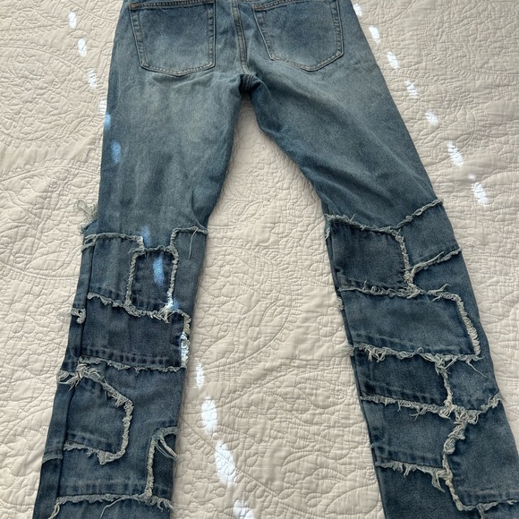 Distressed patchwork slim jeans size 30 - Picture 1 of 4